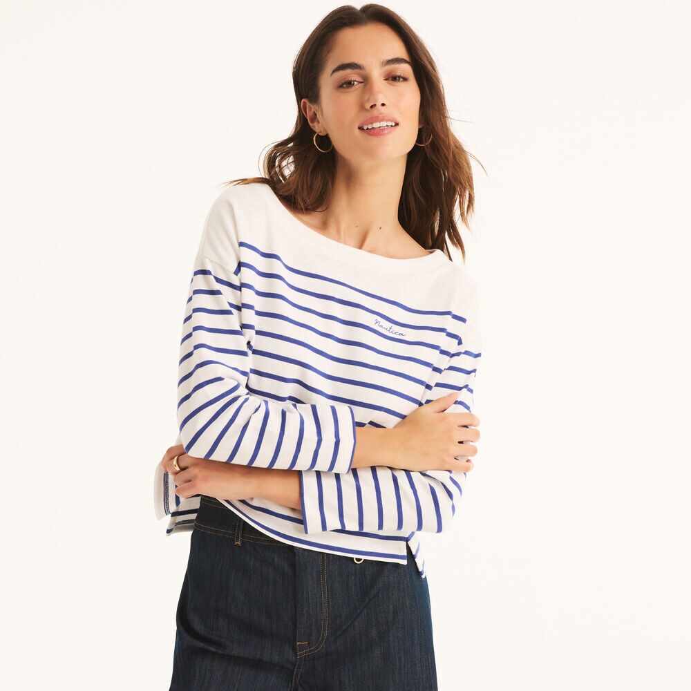 Striped Long-Sleeve T-Shirt,Classic Blue,large