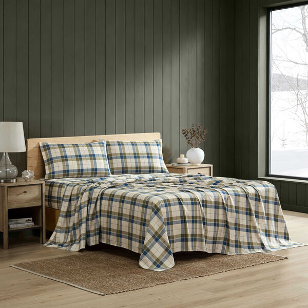 Vintage Trunk Green Plaid Twin Sheet Set