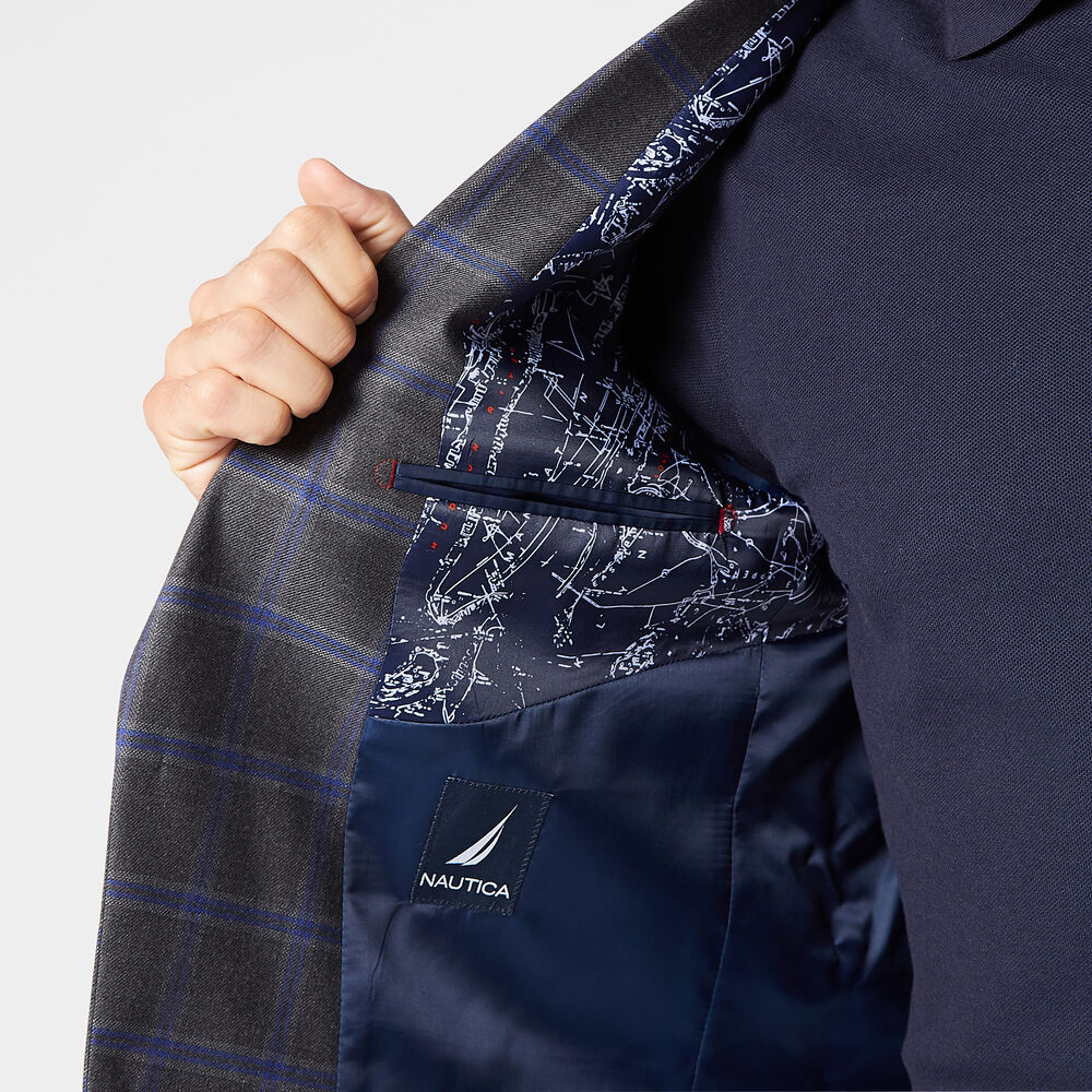 STRETCH PLAID BLAZER IN DARK GREY,Grey Carbon,large