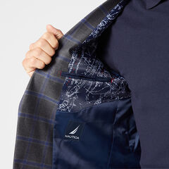 STRETCH PLAID BLAZER IN DARK GREY,Grey Carbon,large