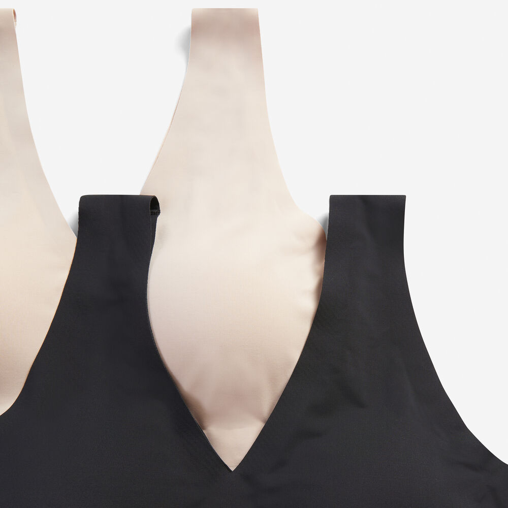 SEAMLESS LASER-CUT LOGO BRALETTES, 2-PACK,True Black,large