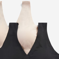 SEAMLESS LASER-CUT LOGO BRALETTES, 2-PACK,True Black,large