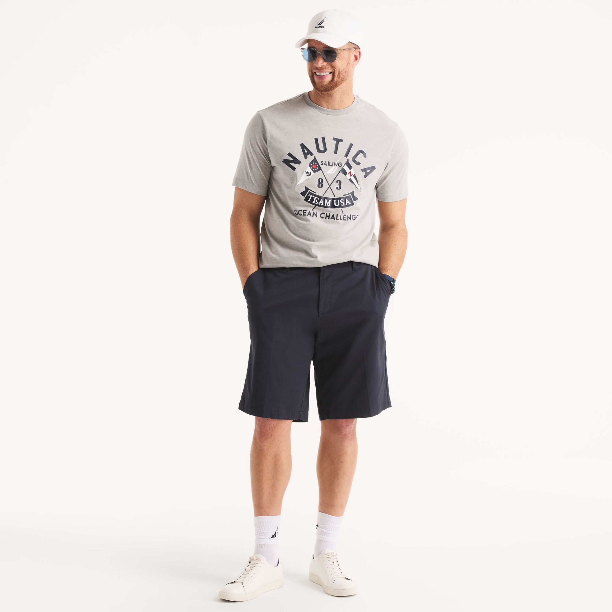 Big & Tall 8.5" Stretch Deck Short,True Navy,large