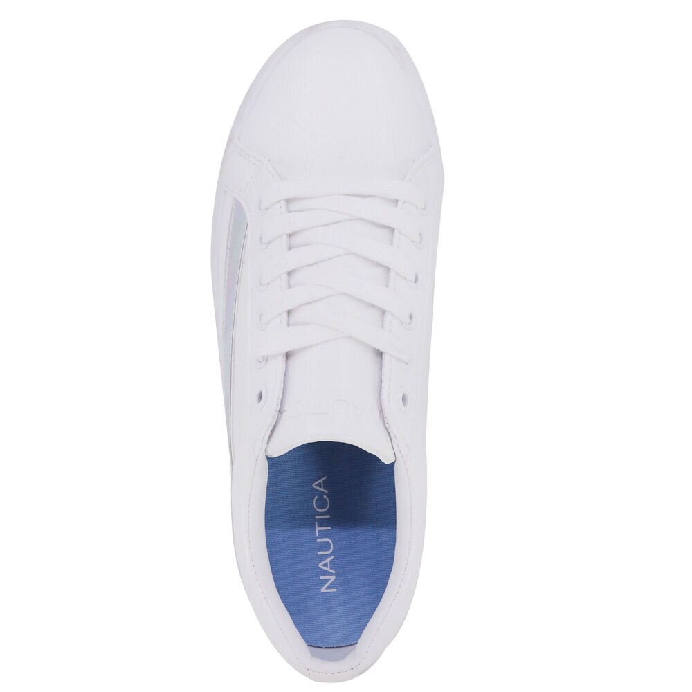 RAINBOW IRIDESCENT STRIPE LOGO SNEAKER,Antique White Wash,large