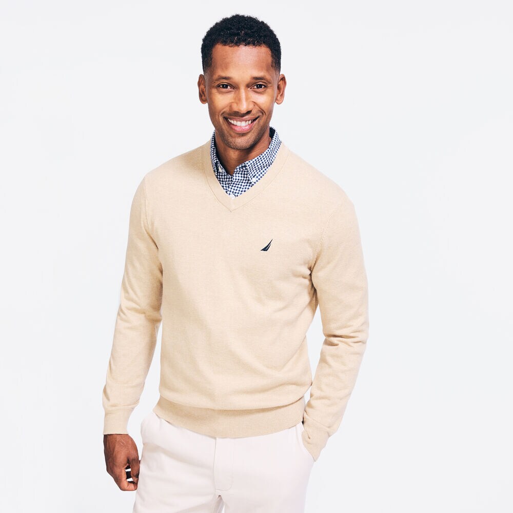 NAVTECH V-NECK SWEATER,Dark Otter,large