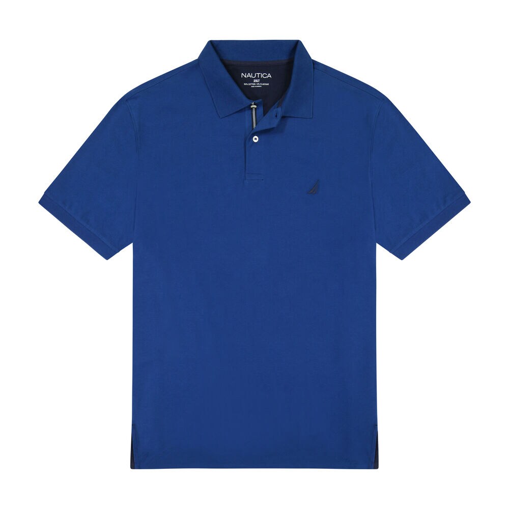 BIG & TALL STRETCH MESH POLO,Estate Blue,large