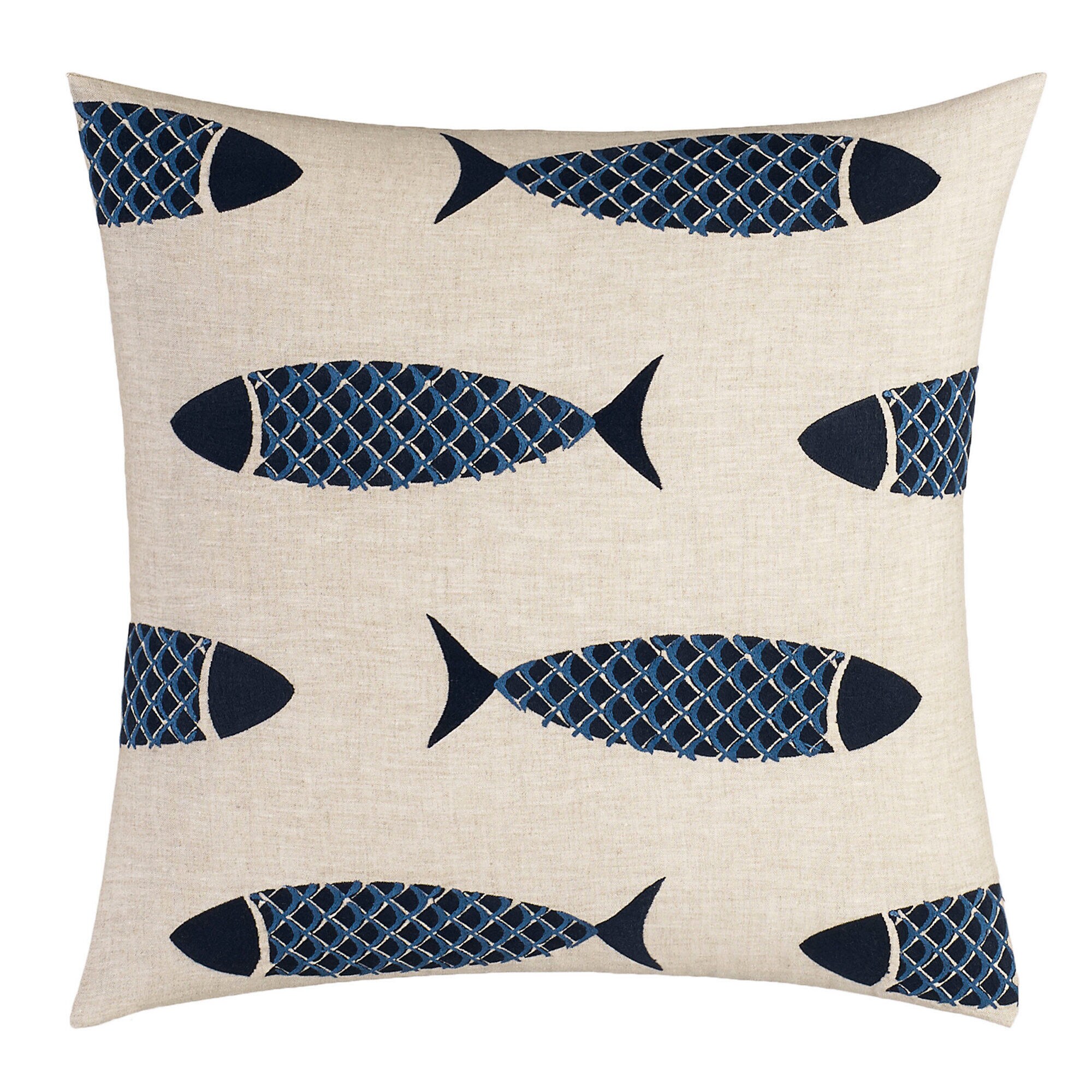 Lockridge Embroidered Fish Throw Pillow,Brown Stone,large