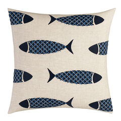 Lockridge Embroidered Fish Throw Pillow,Brown Stone,large
