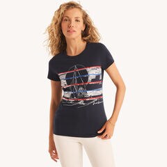 Sequin Sailing Graphic T-Shirt,Stellar Blue Heather,large
