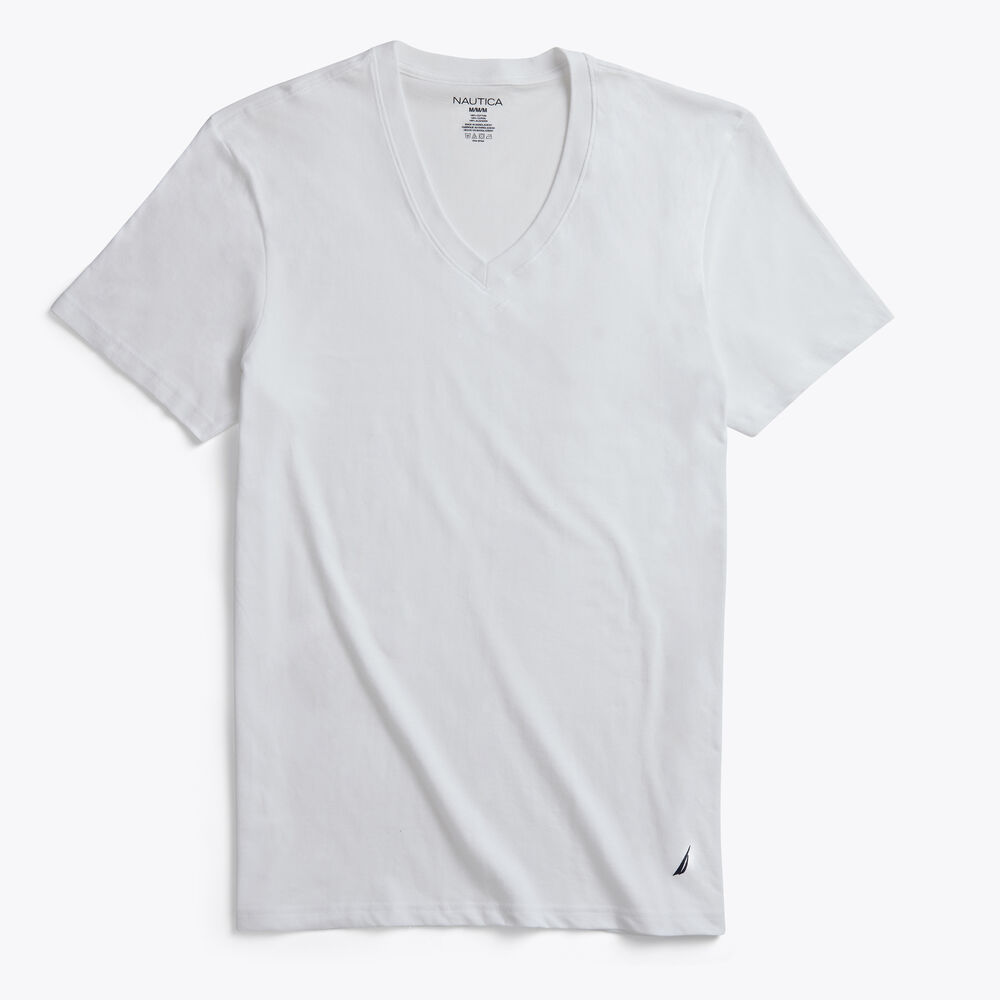 V-NECK T-SHIRTS, 5-PACK,Antique White Wash,large
