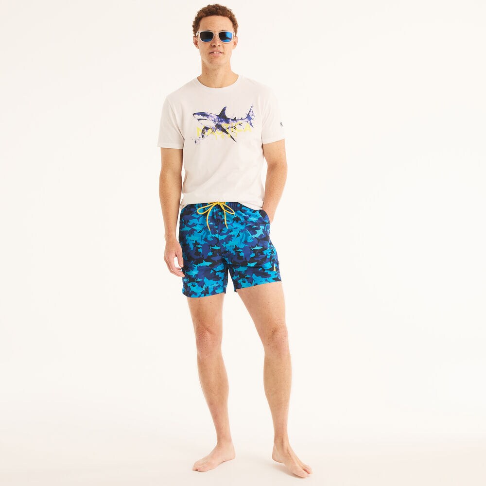 Shark Week x Nautica Sustainably Crafted 6" Camo Print Swim,Bright Cobalt,large