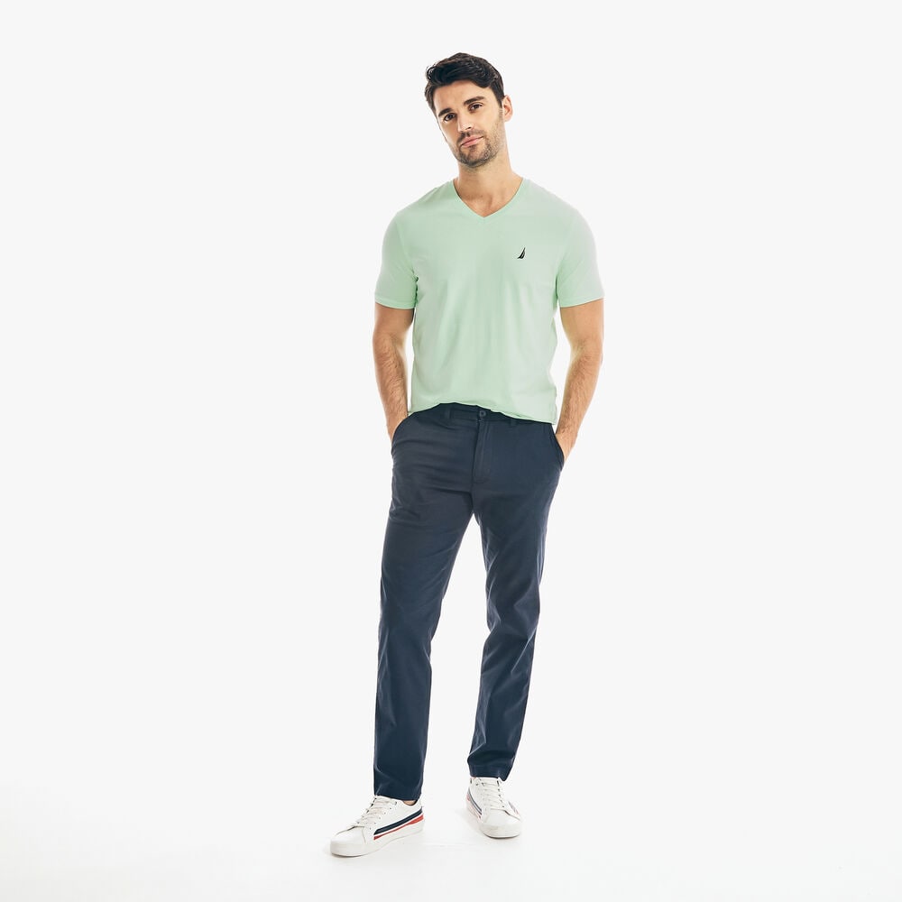 SOLID V-NECK T-SHIRT,Green Spruce,large