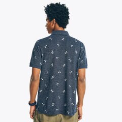 SUSTAINABLY CRAFTED CLASSIC FIT PRINTED POLO,Navy,large