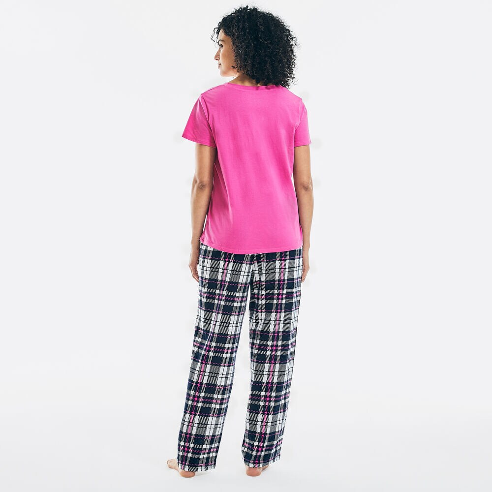 BRAND ICON V-NECK SHORT SLEEVE PAJAMA SET,Dock Blue,large
