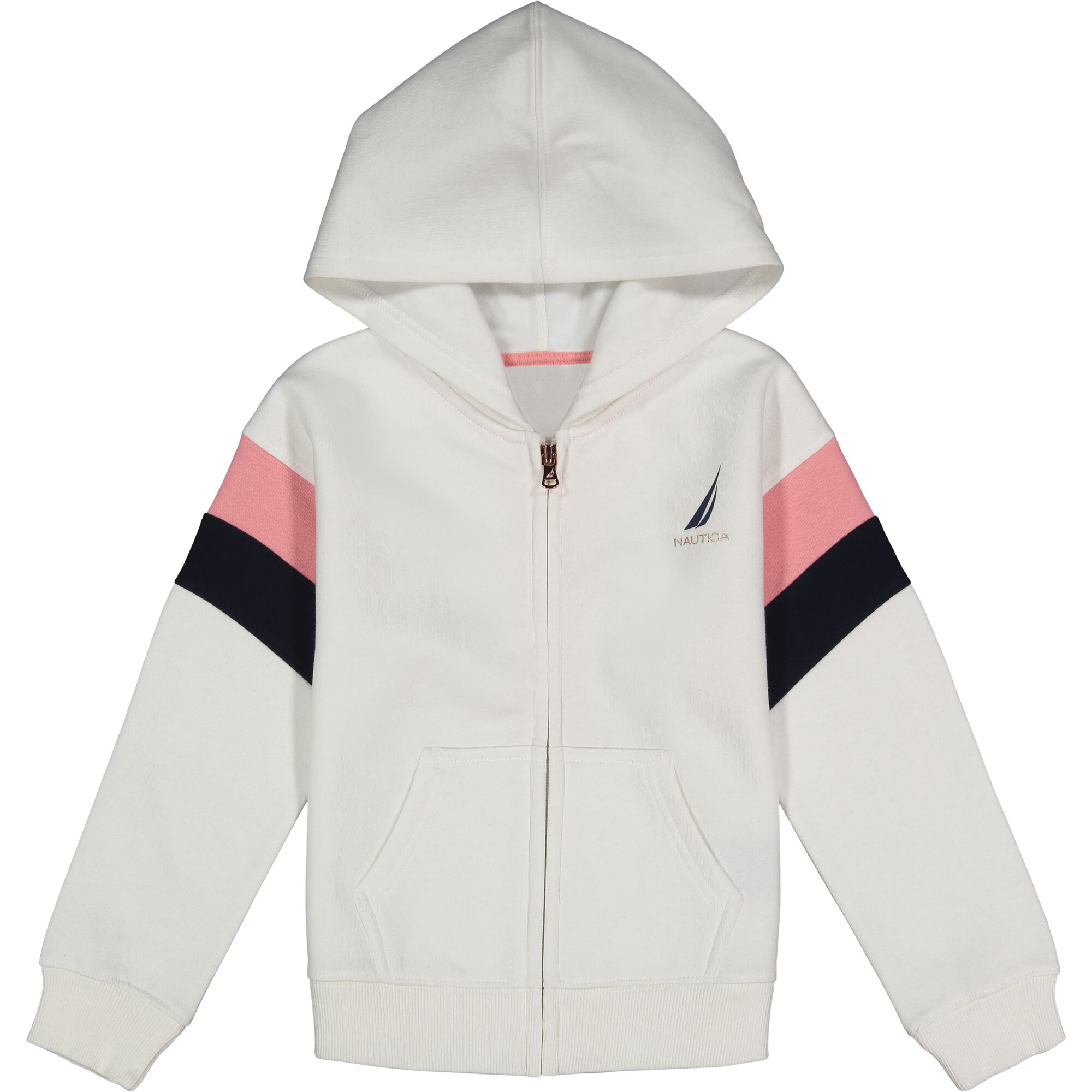 TODDLER GIRLS' COLORBLOCK FLEECE HOODIE (2T-4T),White,large