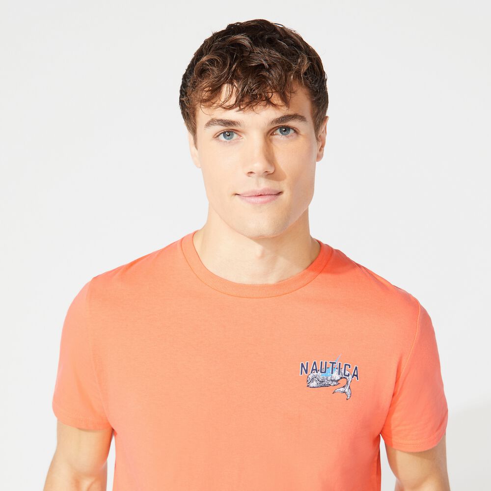 BIG & TALL WHALE ALE PRINT T-SHIRT,Livng Coral,large
