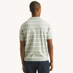 Striped Sweater Polo,Grey Heather,large