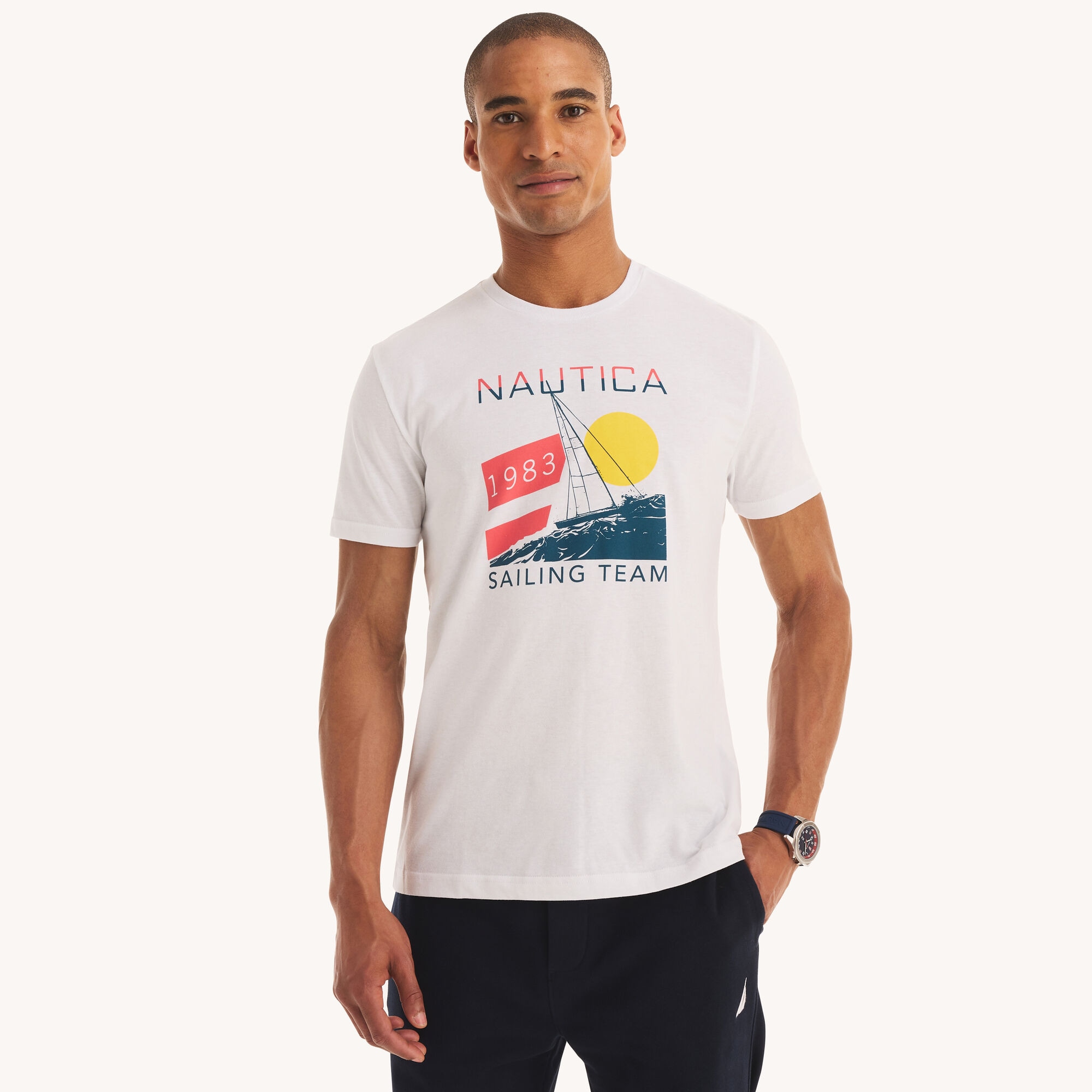 Sailing 1983 Graphic T-Shirt,Bright White,large