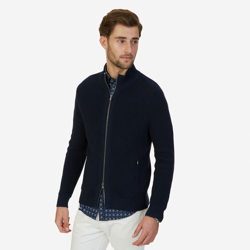 Full Zip Sweater,Navy,large