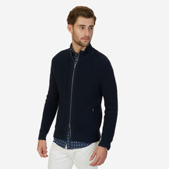 Full Zip Sweater,Navy,large