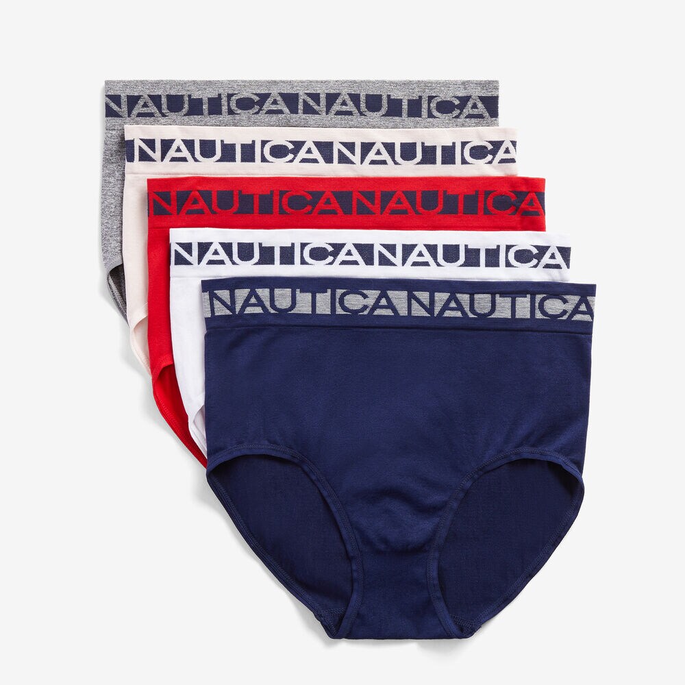 STRIPED LOGO BRIEF, 5-PACK,Navy,large