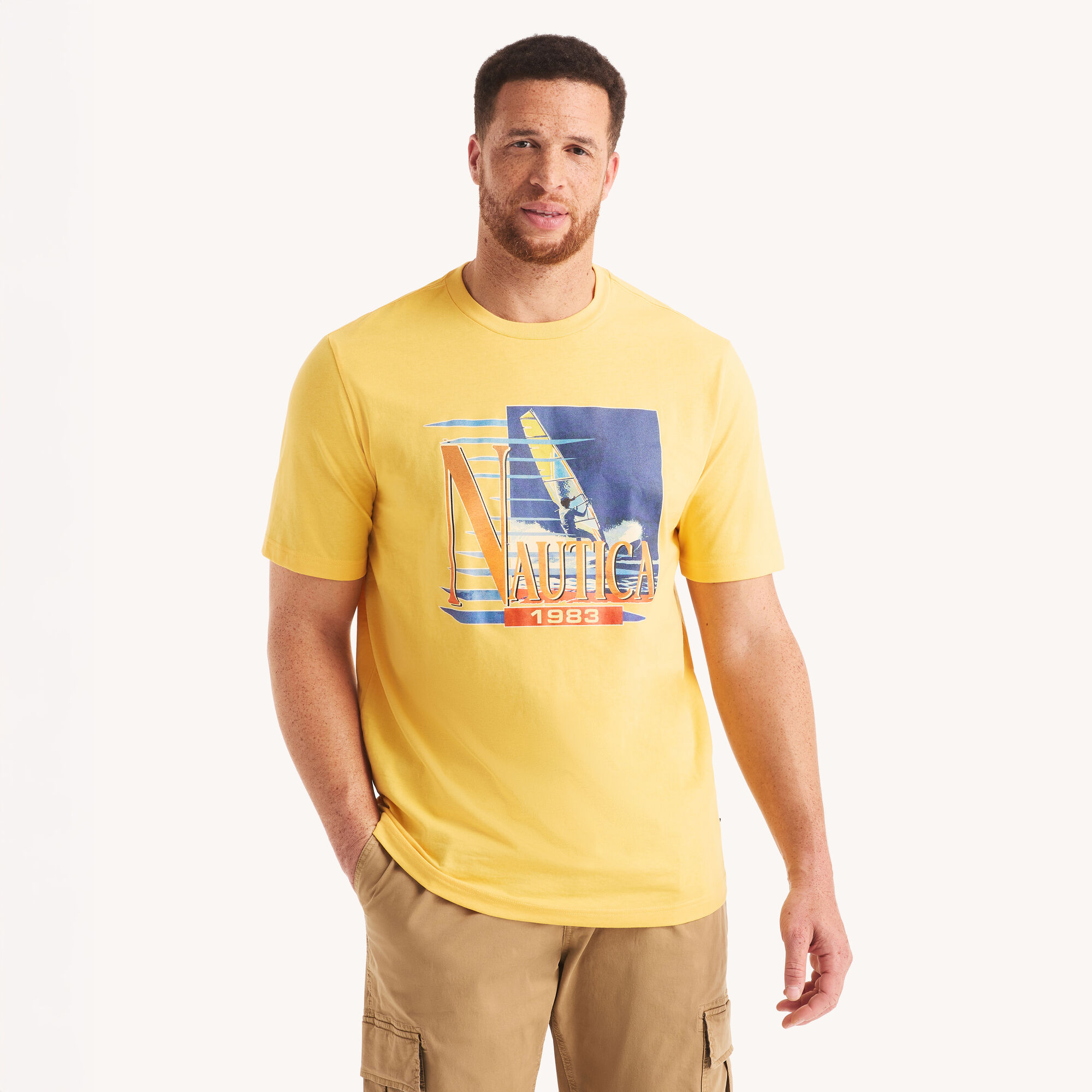Big & Tall Windsurfing Graphic T-Shirt,Daffodil,large