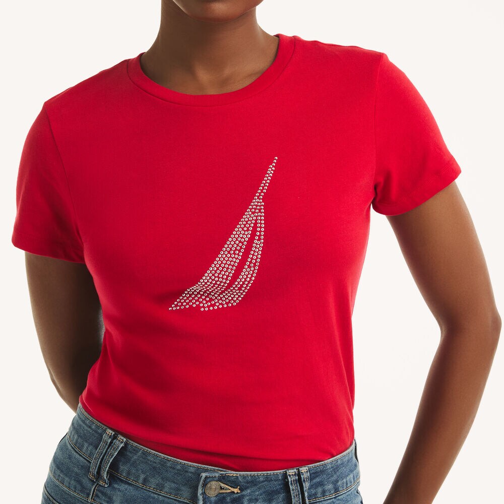 Studded Graphic T-Shirt,Tomales Red,large