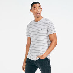 Yarn Dyed Stripe Crewneck Tee ,Grey Heather,large