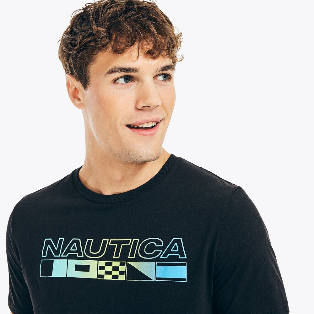 NAUTICA FLAGS GRAPHIC T-SHIRT,True Black,large