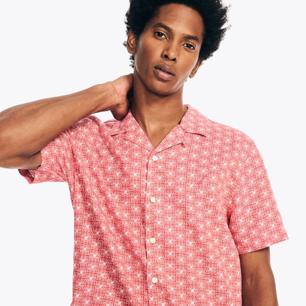 Printed Linen Short-Sleeve Shirt