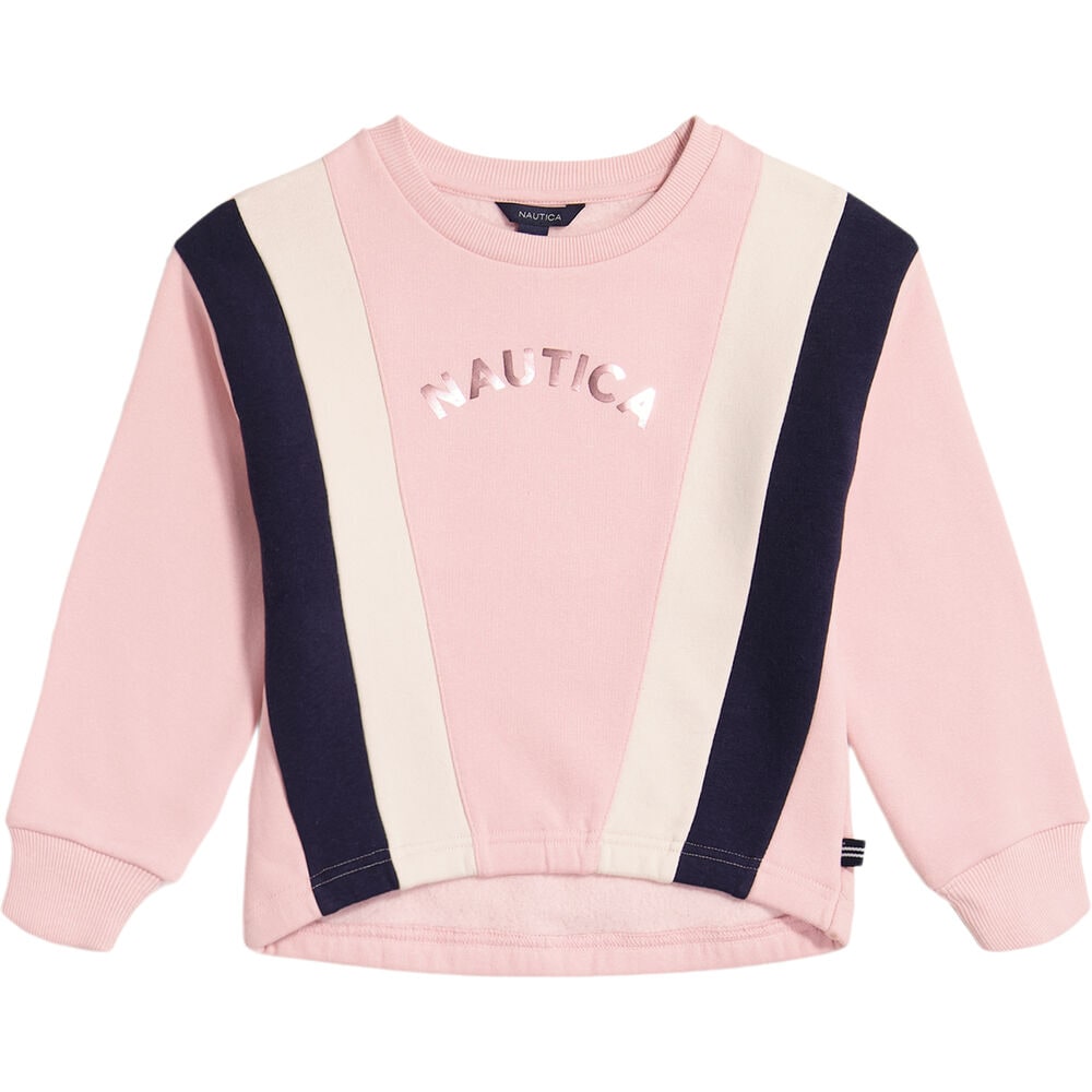 LITTLE GIRLS' COLORBLOCK FLEECE SWEATSHIRT (4-6x),Tomato,large
