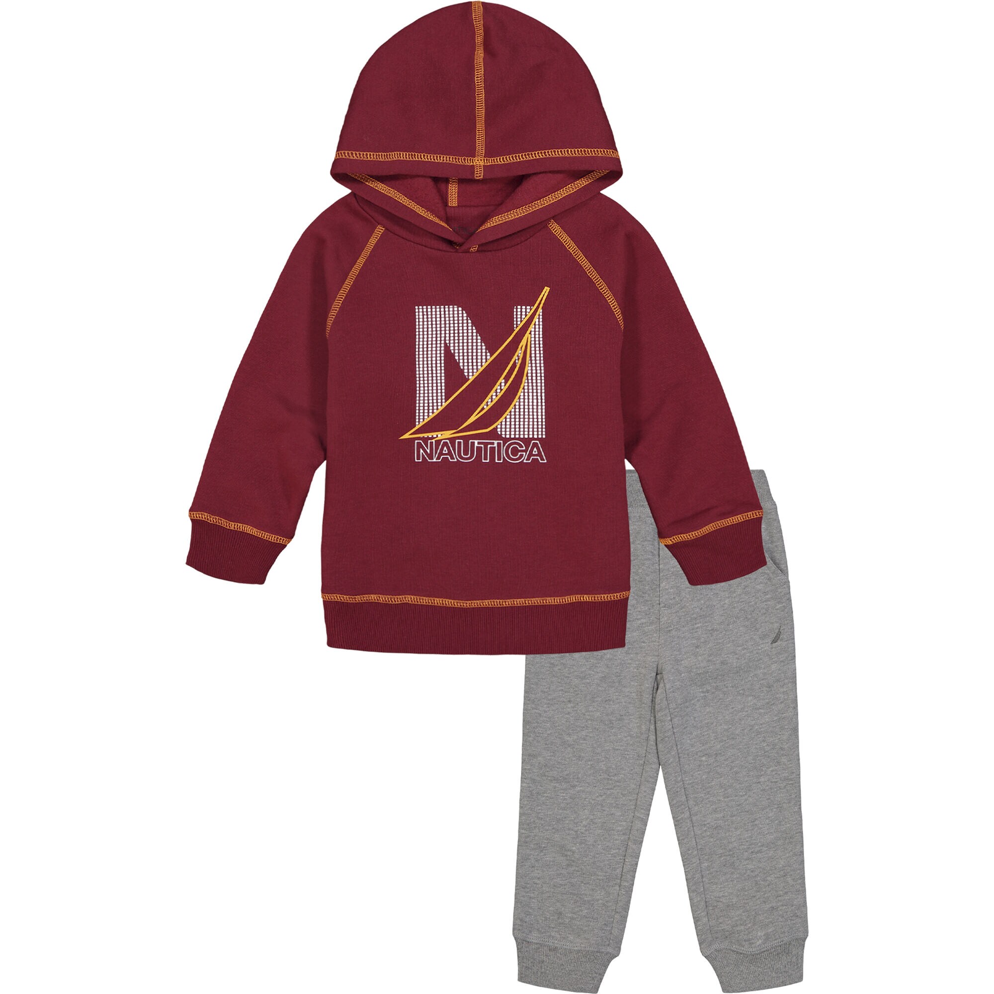 INFANT BOYS' FLEECE HOODIE 2PC JOGGER SET (12M-24M),Deep Sea Red,large