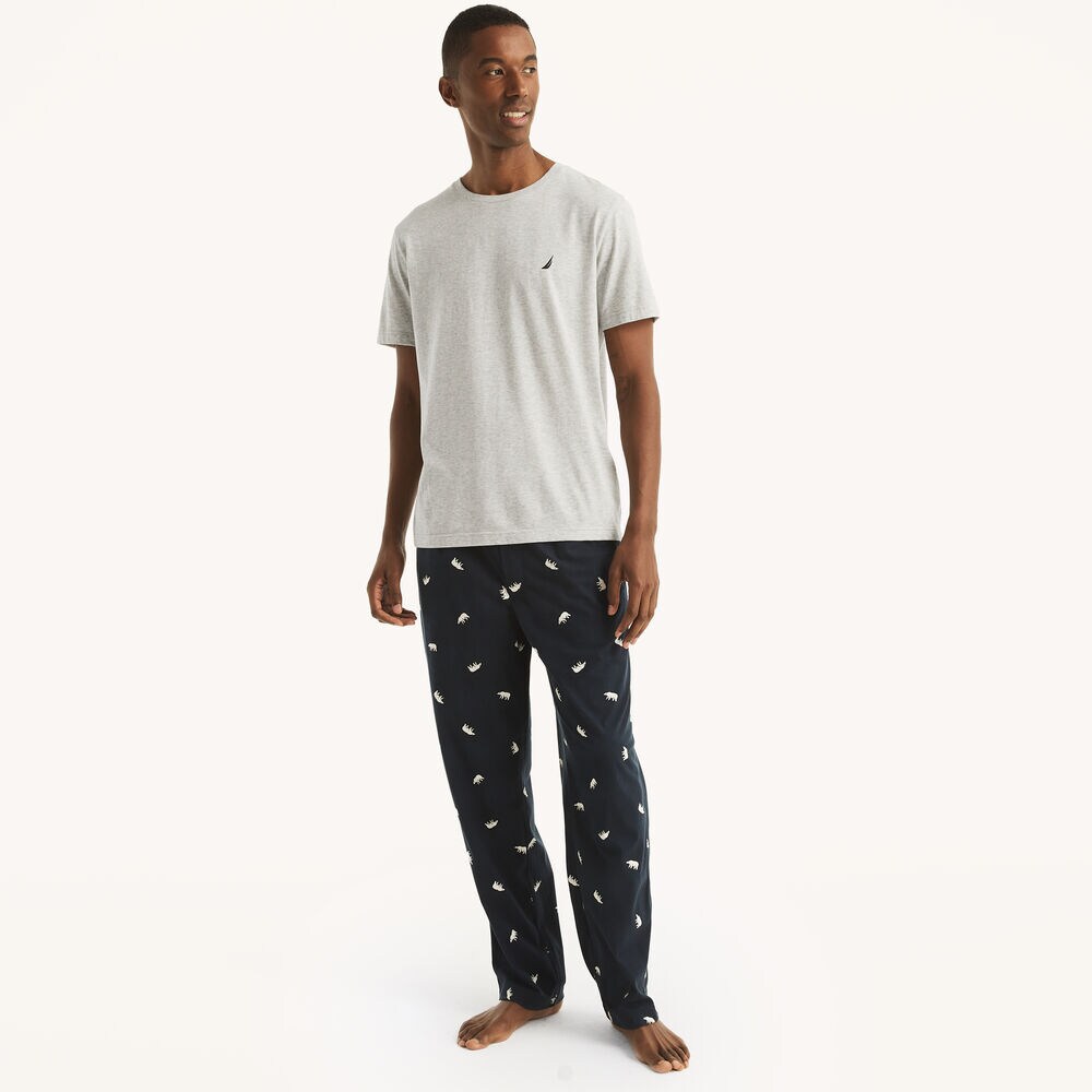 Fleece Polar Bear Print Pajama Pant,Peacoat,large