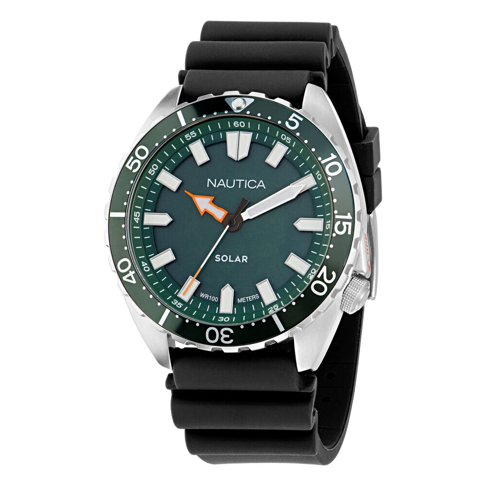 Nautica Vintage Silicone Watch,Black,large