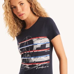 Sequin Sailing Graphic T-Shirt,Stellar Blue Heather,large