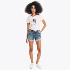 SUSTAINABLY CRAFTED OCEAN PHOTO FOIL GRAPHIC T-SHIRT,Bow Burgundy,large