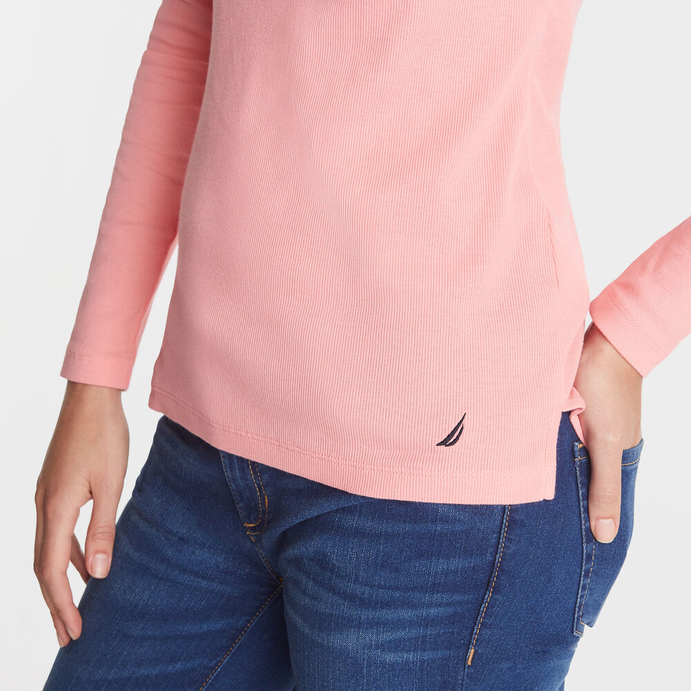 SOLID RIBBED HENLEY,Barolo,large
