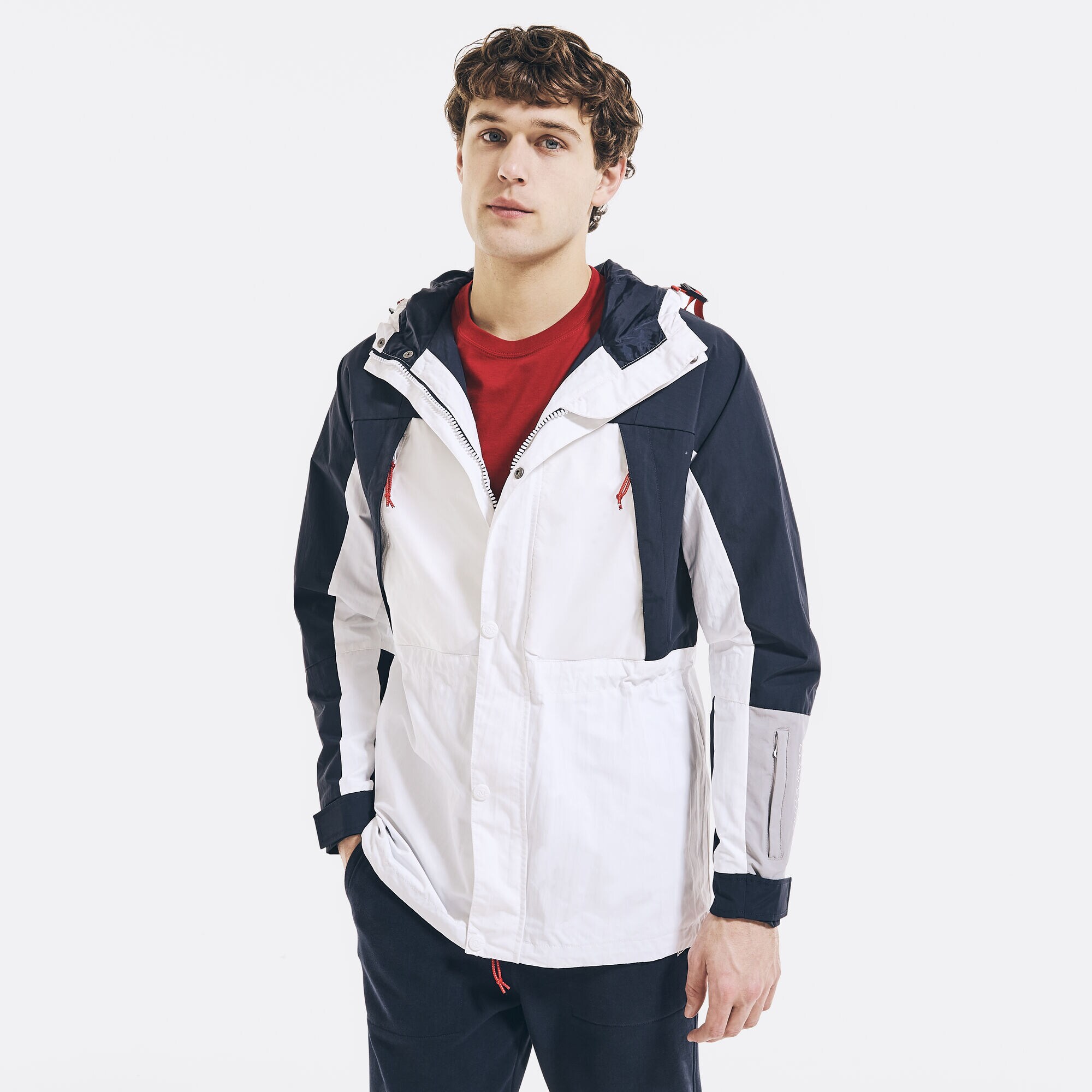 COMPETITION WATER-RESISTANT COLORBLOCK JACKET,Bright White,large
