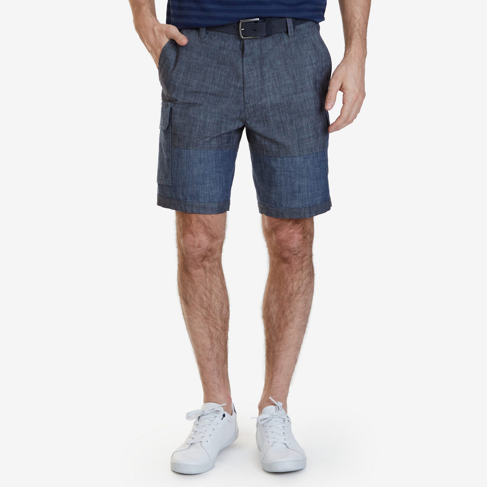 Modern Fit Chambray Cargo Short,Stormy Blue Wash,large