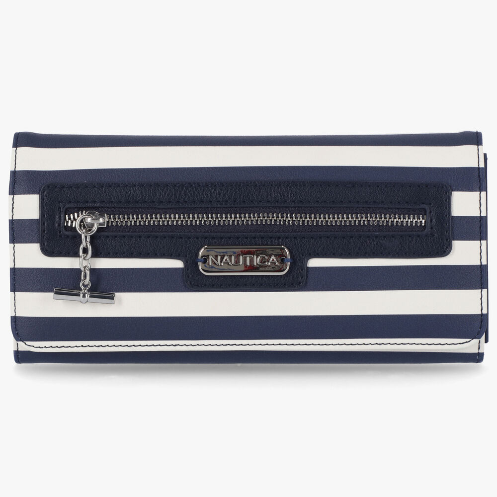 STRIPED LOGO MONEY MANAGER WALLET WITH BOX,Navy,large