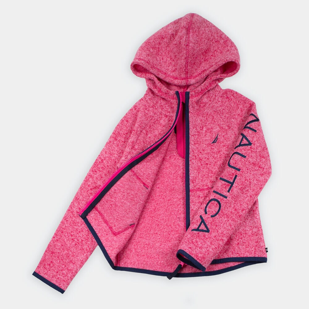 LITTLE GIRLS' LOGO HOODED NAUTEX FLEECE (4-7),Cardinal,large