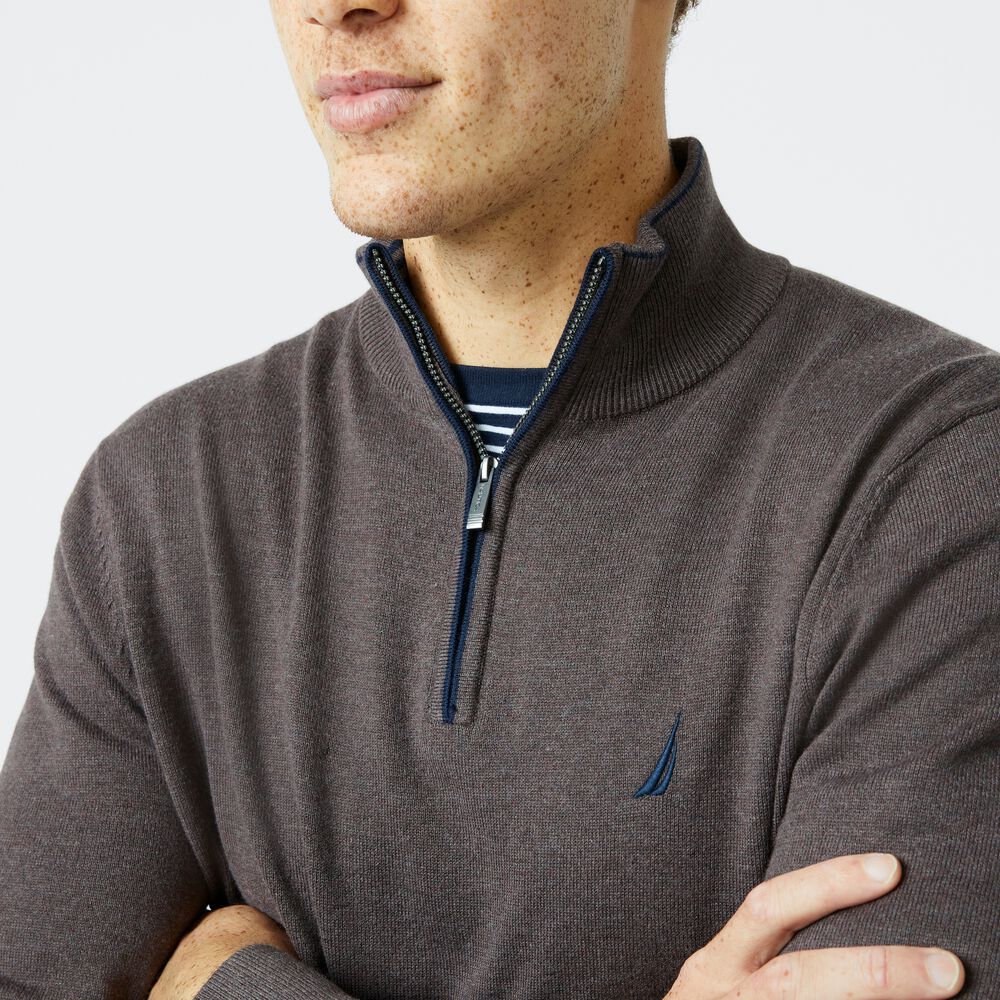 NAVTECH QUARTER-ZIP SWEATER,Sable Heather,large