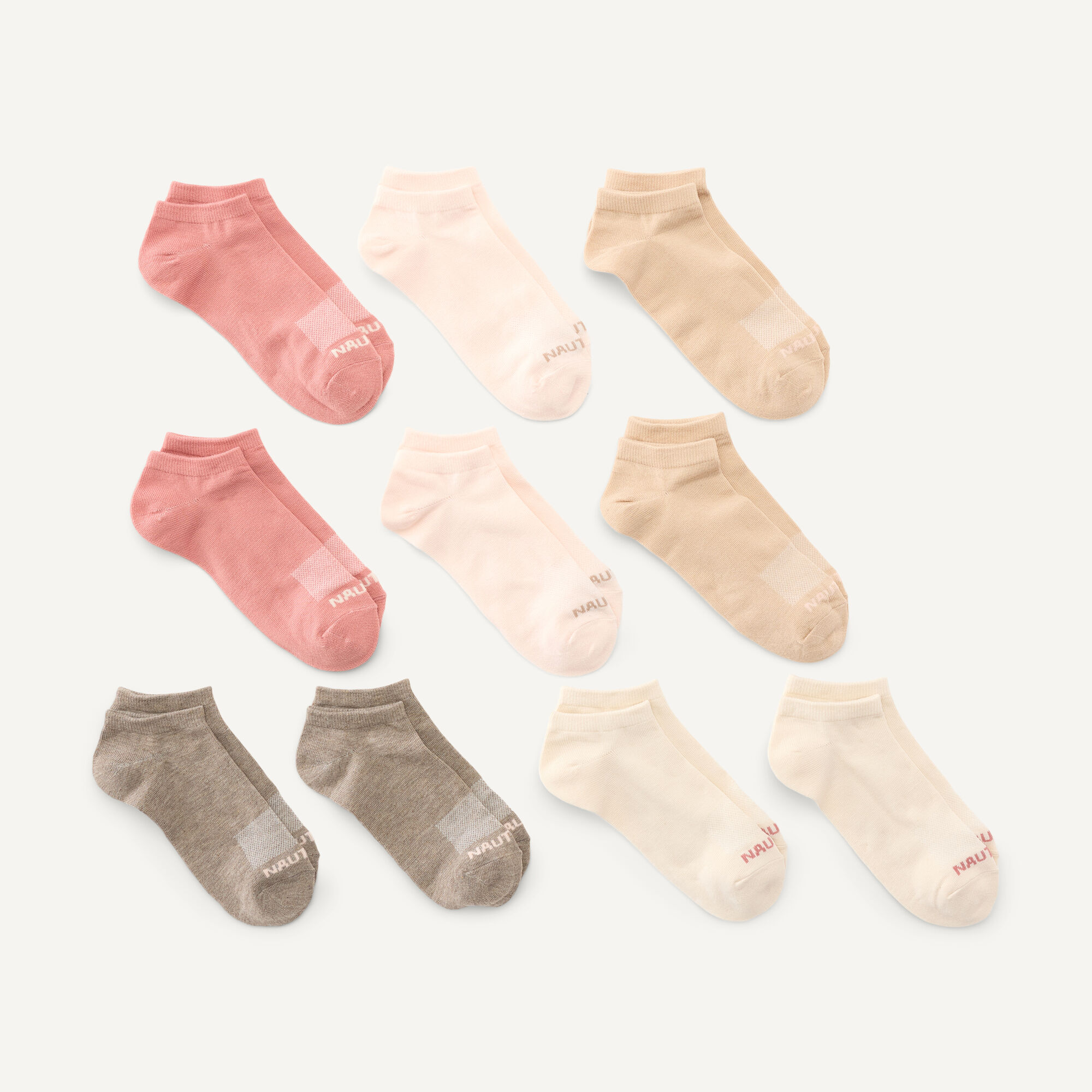 Flat-Knit Low-Cut Socks, 10-Pack,Khaki Beach,large