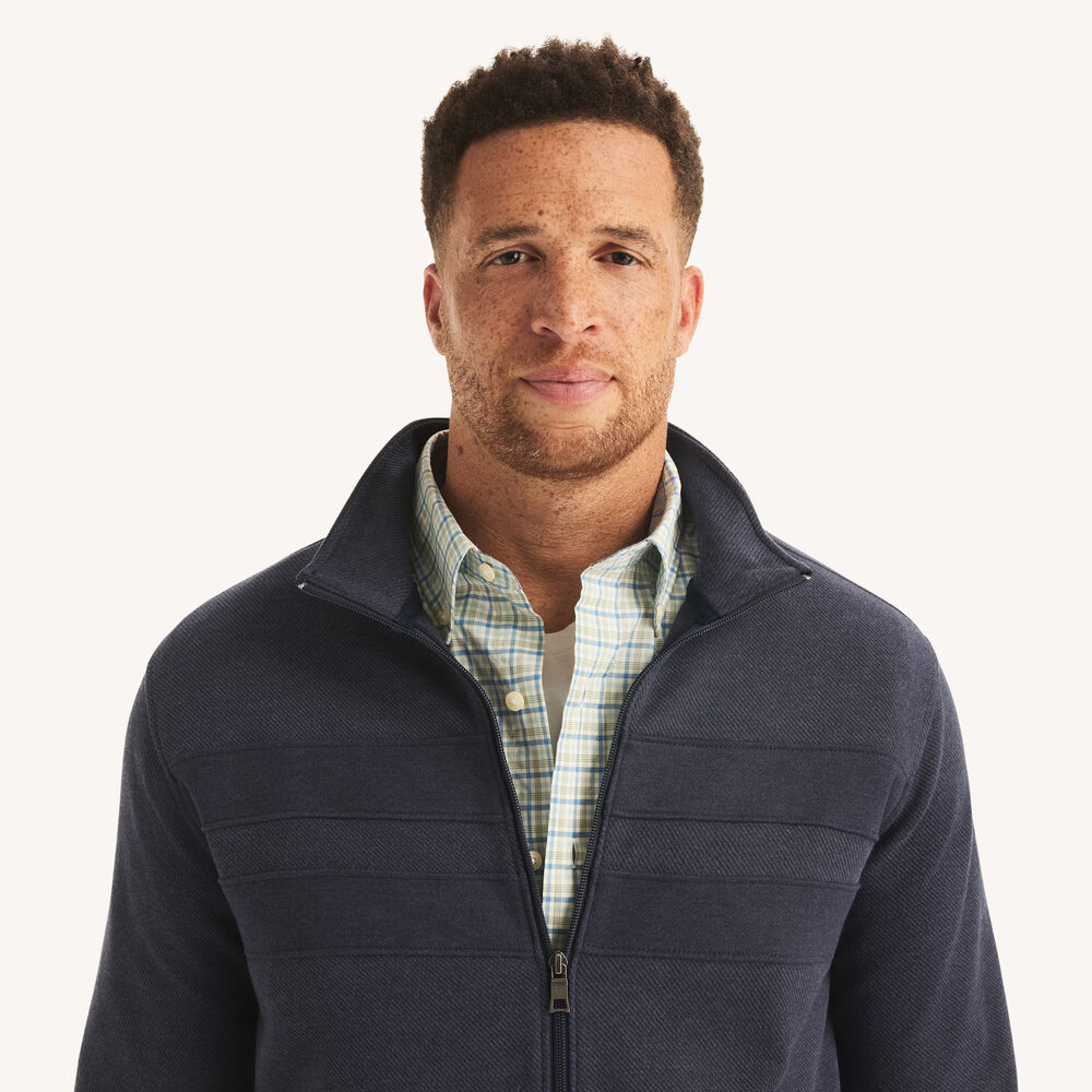 Big & Tall Full-Zip Mock-Neck Sweatshirt,Stellar Blue Heather,large