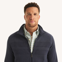 Big & Tall Full-Zip Mock-Neck Sweatshirt,Stellar Blue Heather,large