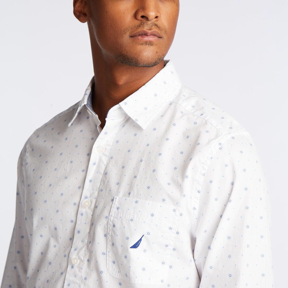 CLASSIC FIT POPLIN SHIRT IN MEDALLION PRINT,Bright White,large