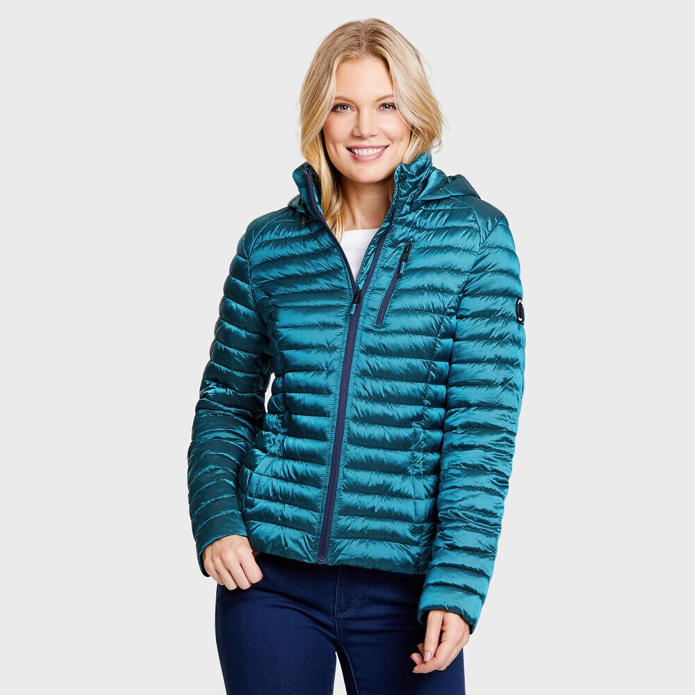 Lightweight Metallic Puffer Jacket,Aqua Sky,large