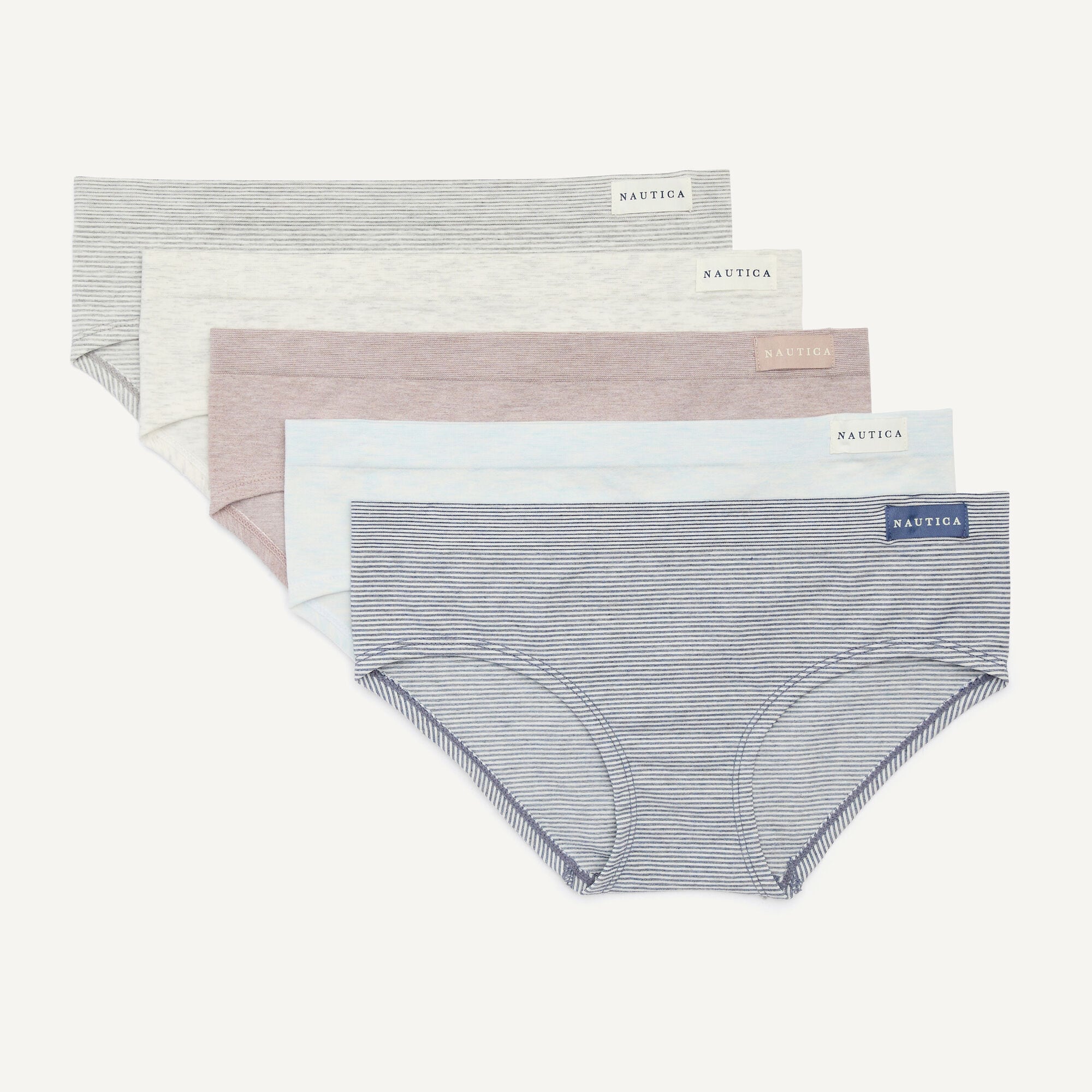 Striped Seamless Hipster Brief, 5-Pack,Workshirt Blue,large