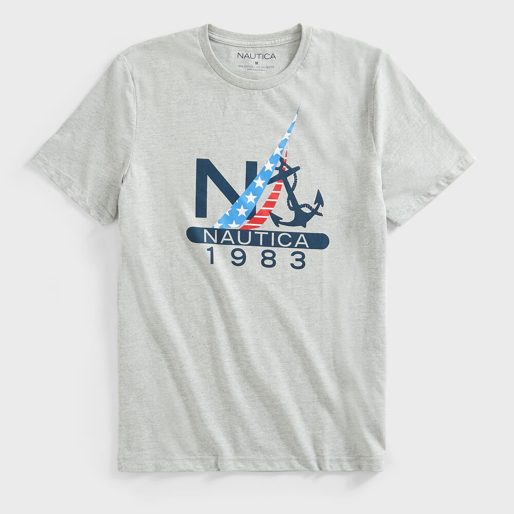 FLAG LOGO GRAPHIC T-SHIRT,Grey Heather,large