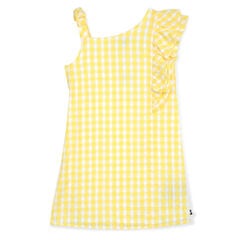 Girls' Sleeveless Gingham Dress,Light Yellow,large
